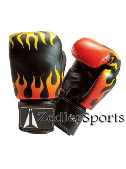 Boxing Gloves Black/Orange flame design