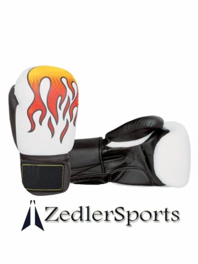 Boxing Gloves Black/white flame design